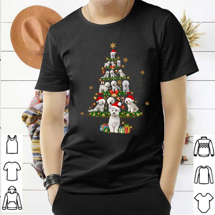 Bichon Frise Tree Christmas Santa Hat Shirt